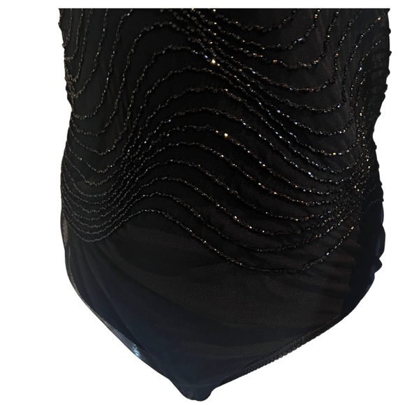 WT Vintage Ritmo DiPerla LaPerla Beaded Black Stretch Tulle Bustier/Bodysuit 34D - Picture 3 of 16